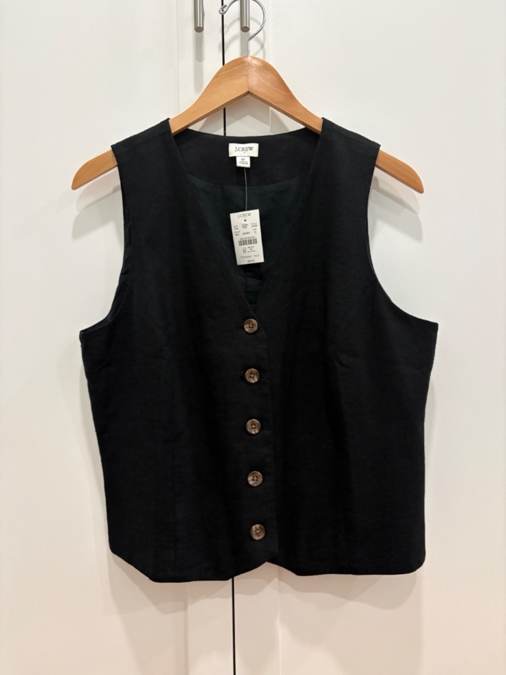 J. Crew Factory Button-front Linen-blend Vest - Black, 12, NWT - Picture 3 of 9
